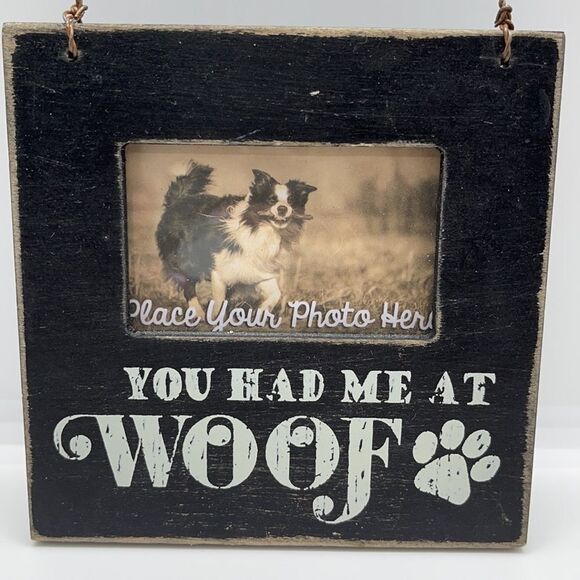 NWT You Had Me At Woof Vintage Wooden Hang Frame - Picture 3 of 4